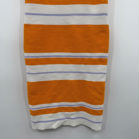 Lulus Dress Women Medium Orange White Striped Sleeveless Bodycon Mini Ribbed - Picture 3 of 10